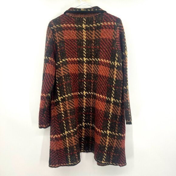 Soft Surroundings Aurora Topper Brown Orange Plaid Cardigan Women's Medium - Picture 4 of 4